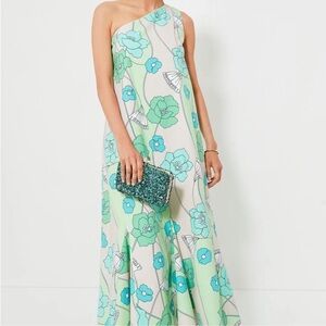 Tuckernuck One Shoulder Floral Dress - Green and Blue